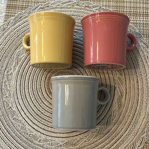 Fiestaware Mugs Set if Three in EUC. Gray, yellow and pink!